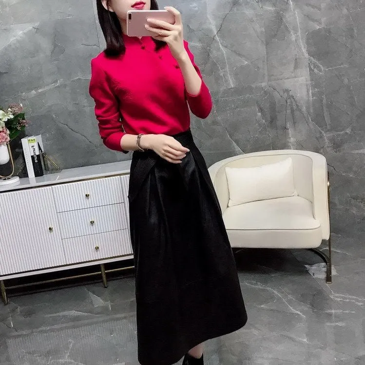 Vintage Chinese-style Ethnic Women's Bottoming Knitwear Sweater