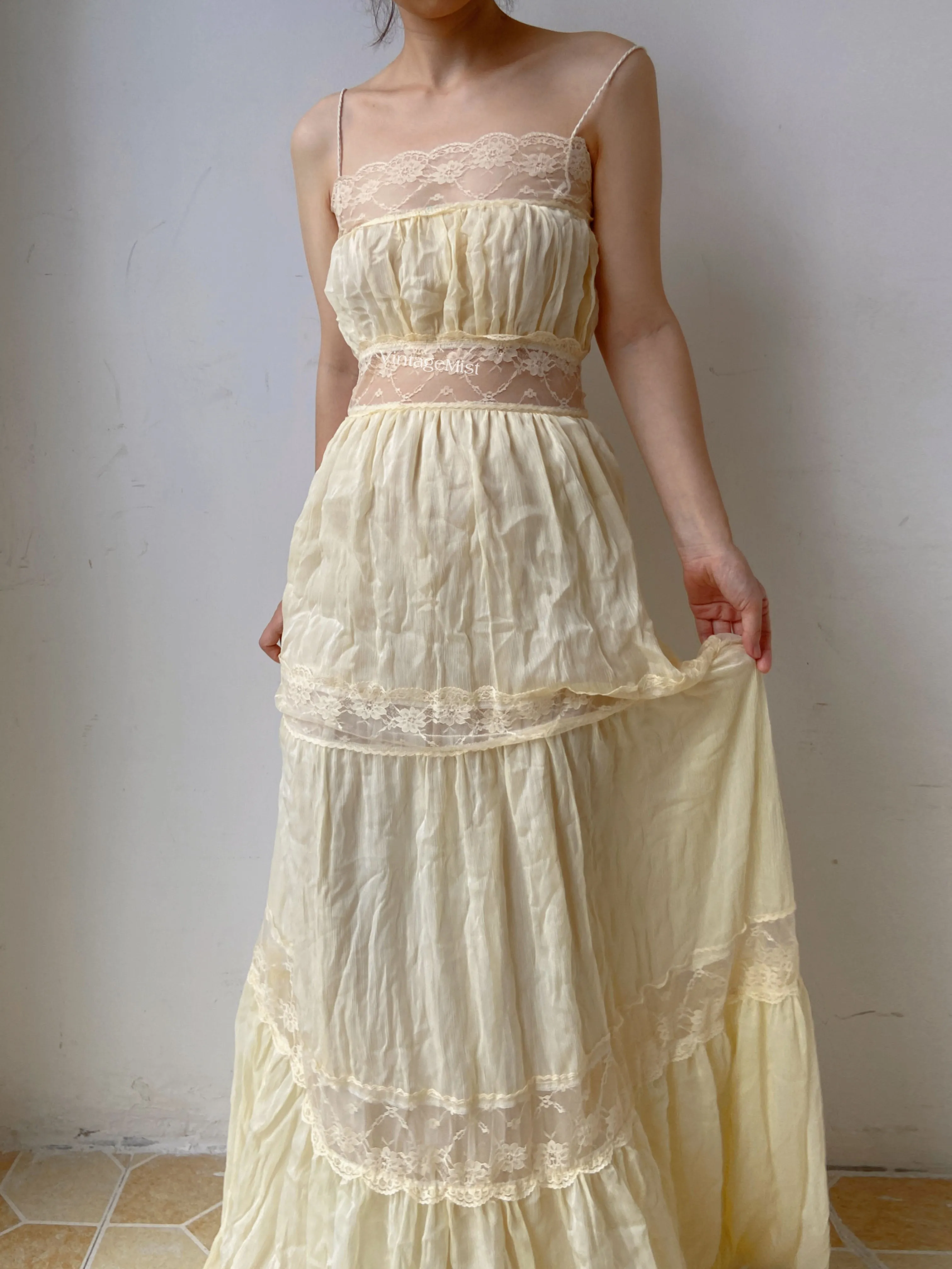 Vintage Lace Dress Lace Ruffle Gown
