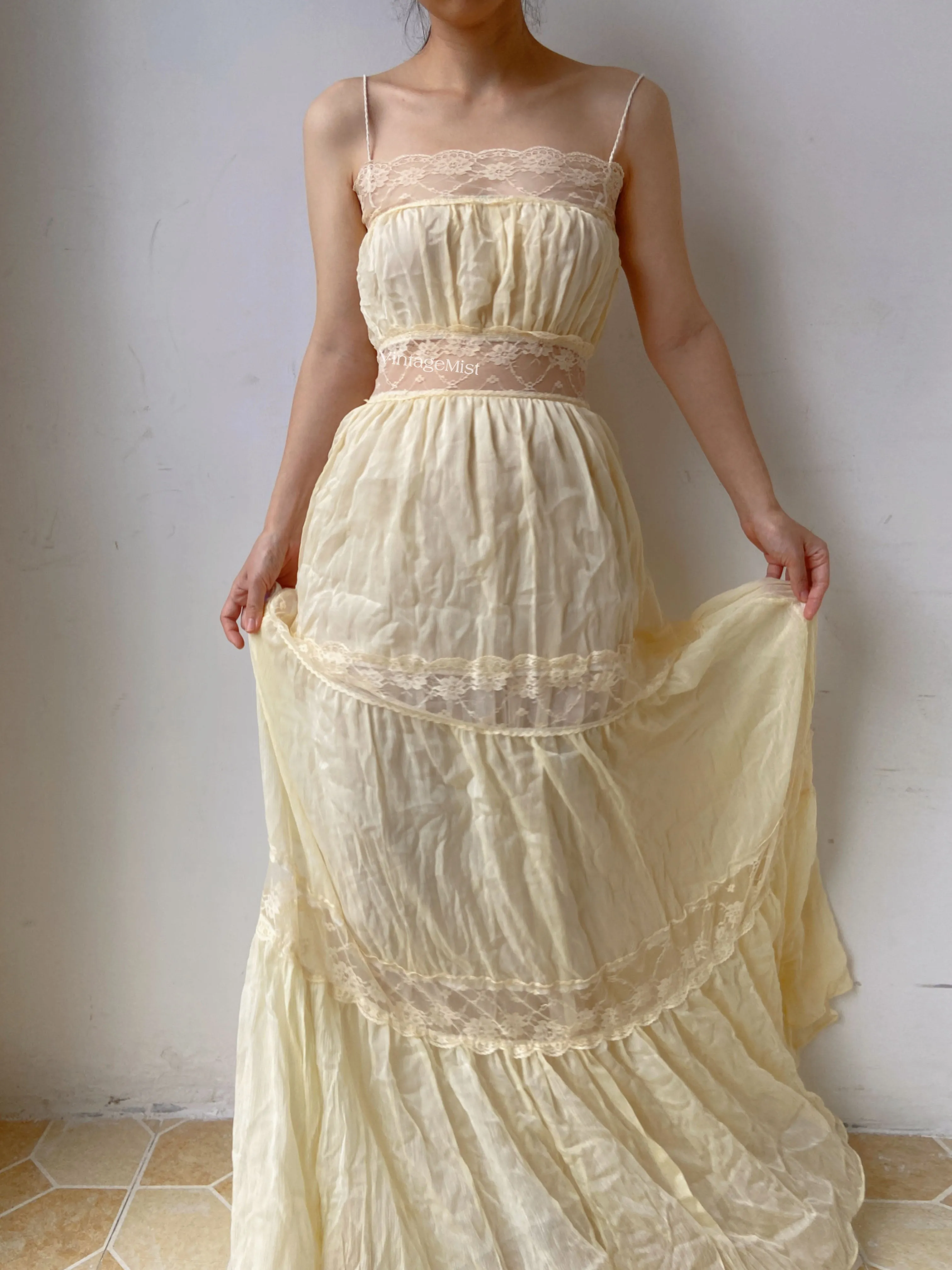 Vintage Lace Dress Lace Ruffle Gown