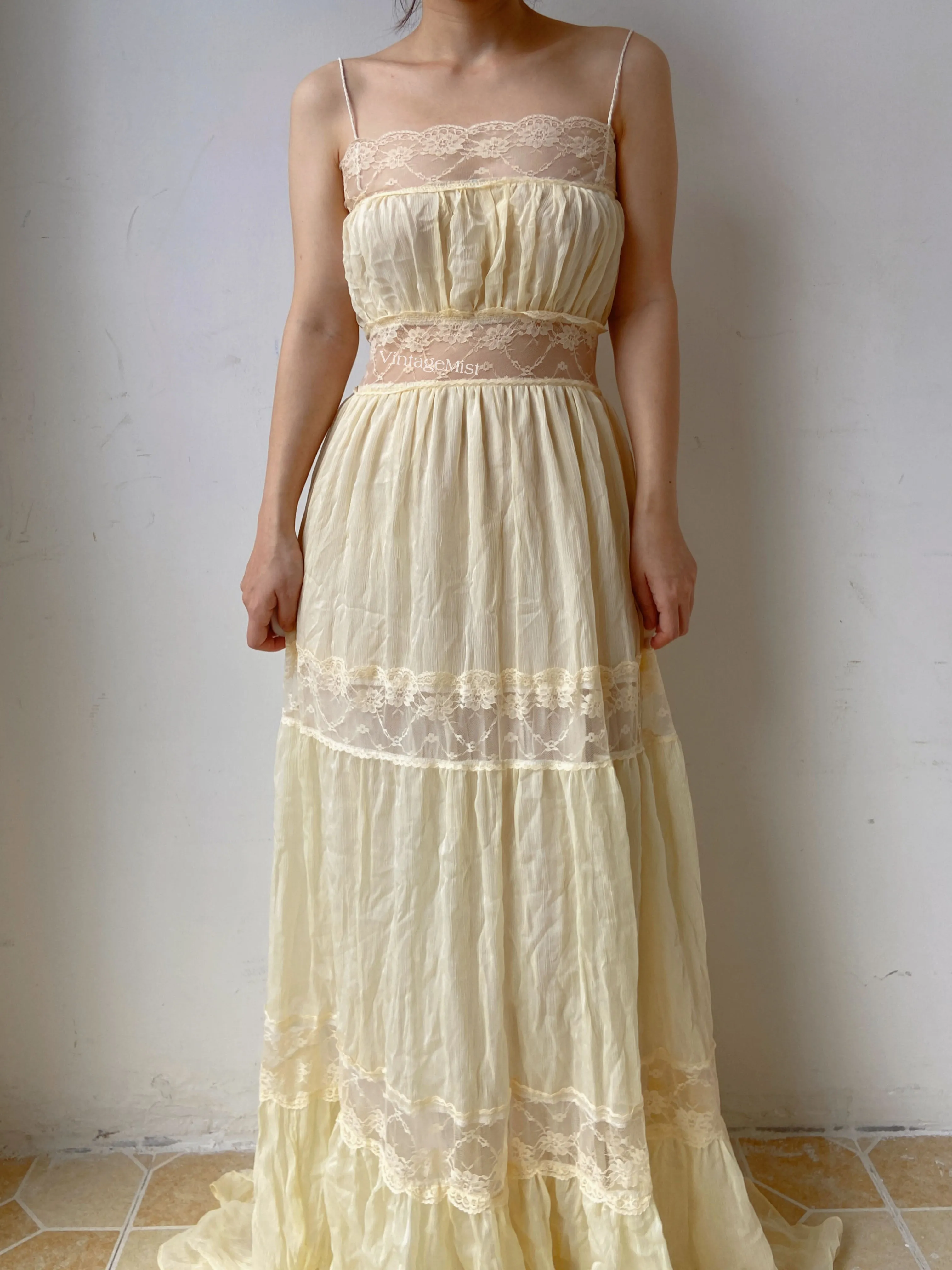 Vintage Lace Dress Lace Ruffle Gown