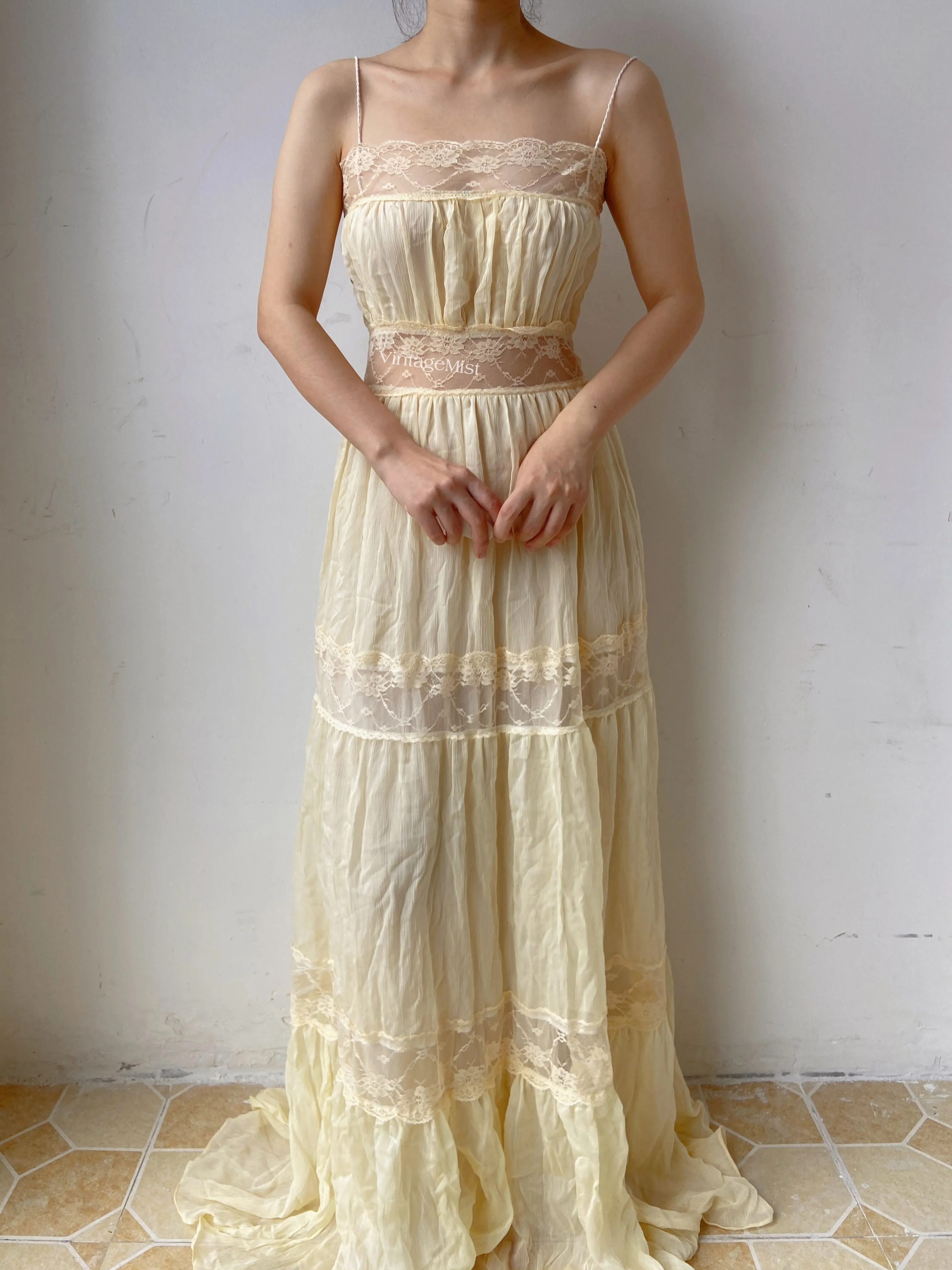 Vintage Lace Dress Lace Ruffle Gown