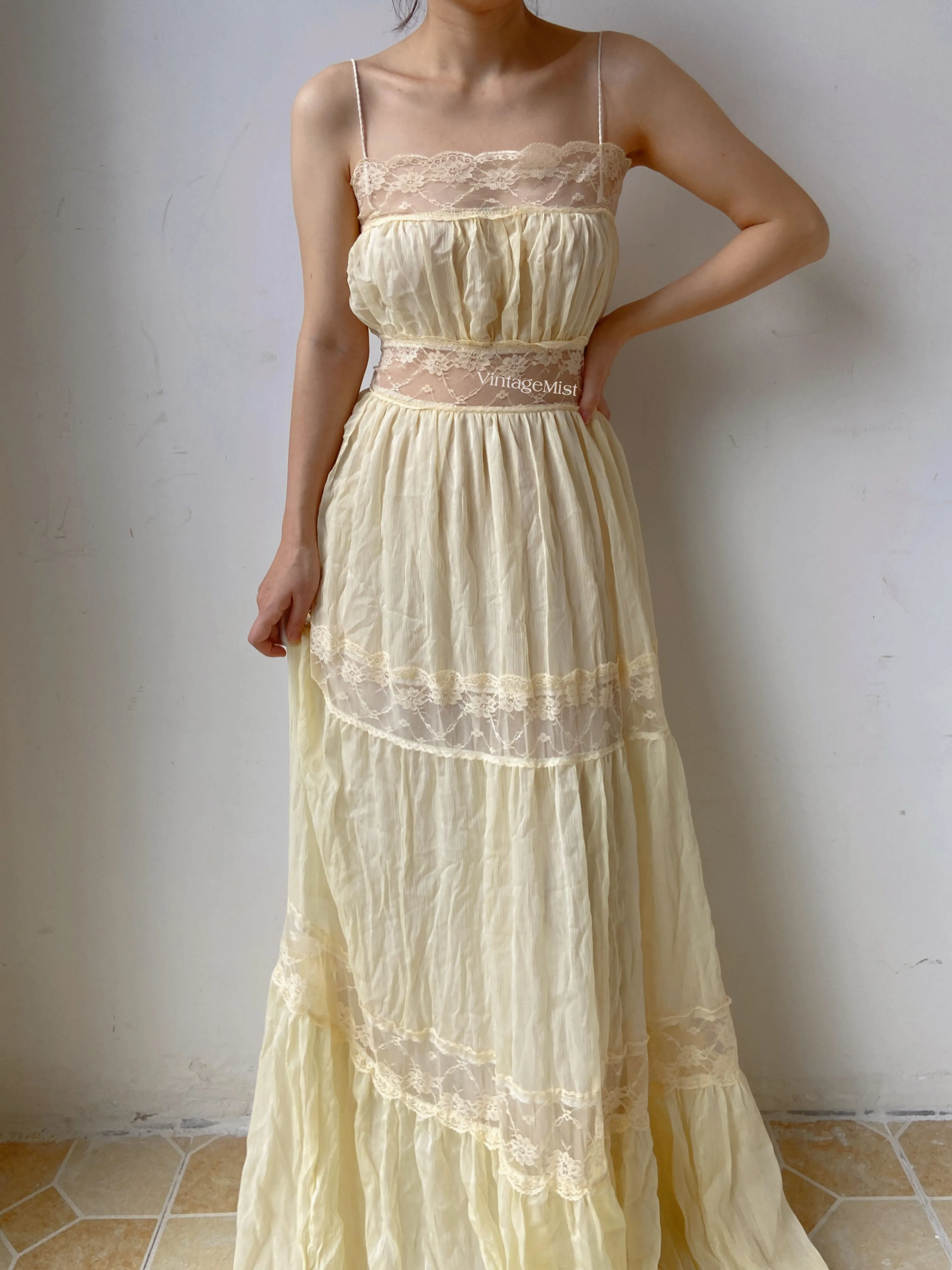 Vintage Lace Dress Lace Ruffle Gown