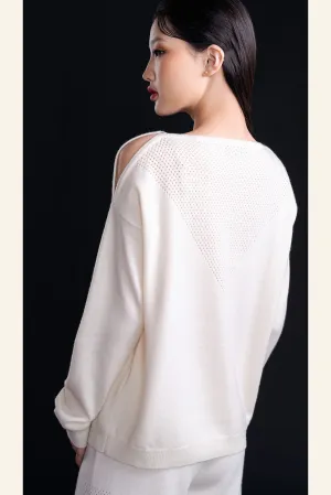 White Long Sleeve Cashmere Sweater