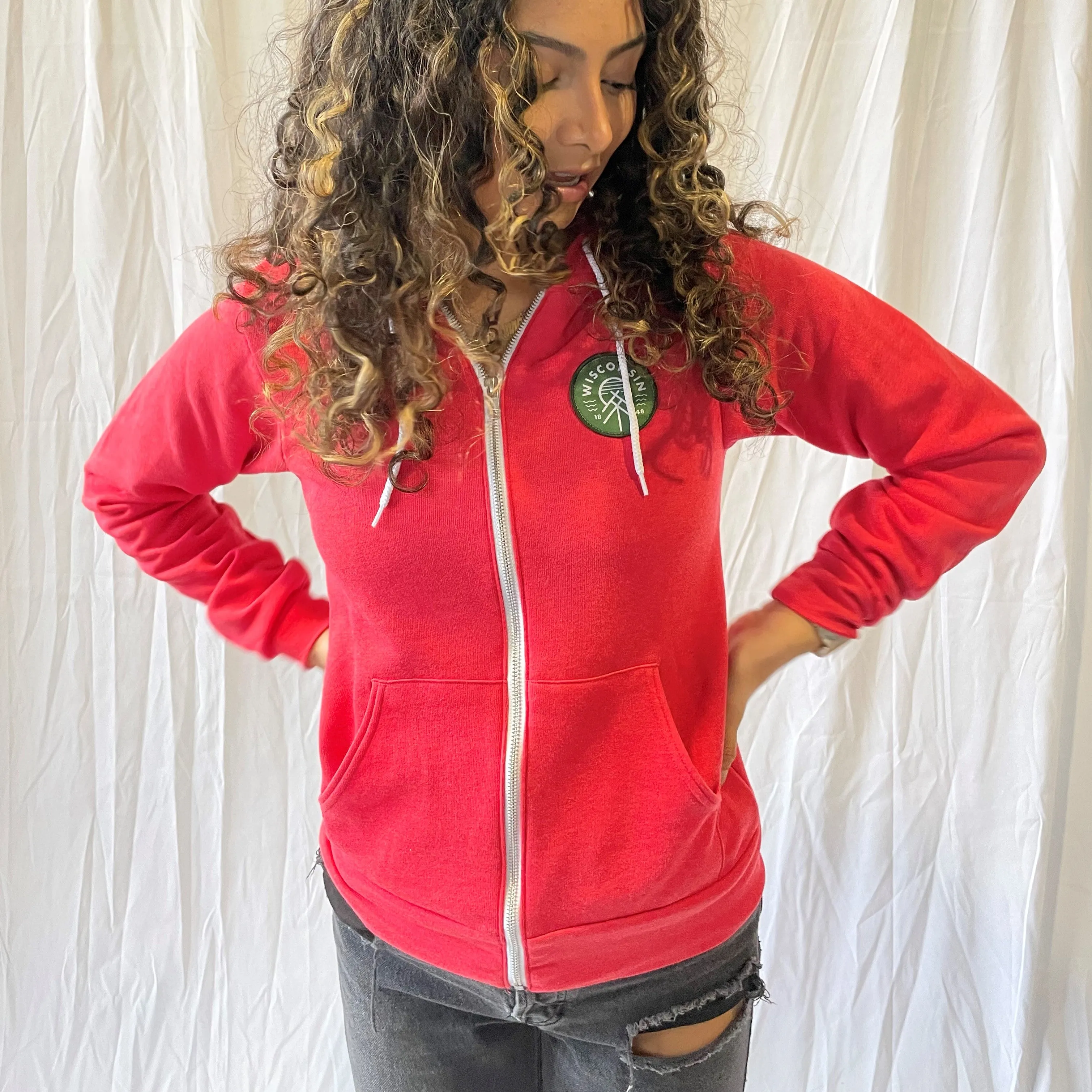 Wisconsin Native Fleece-Lined Zip Up Heather Red