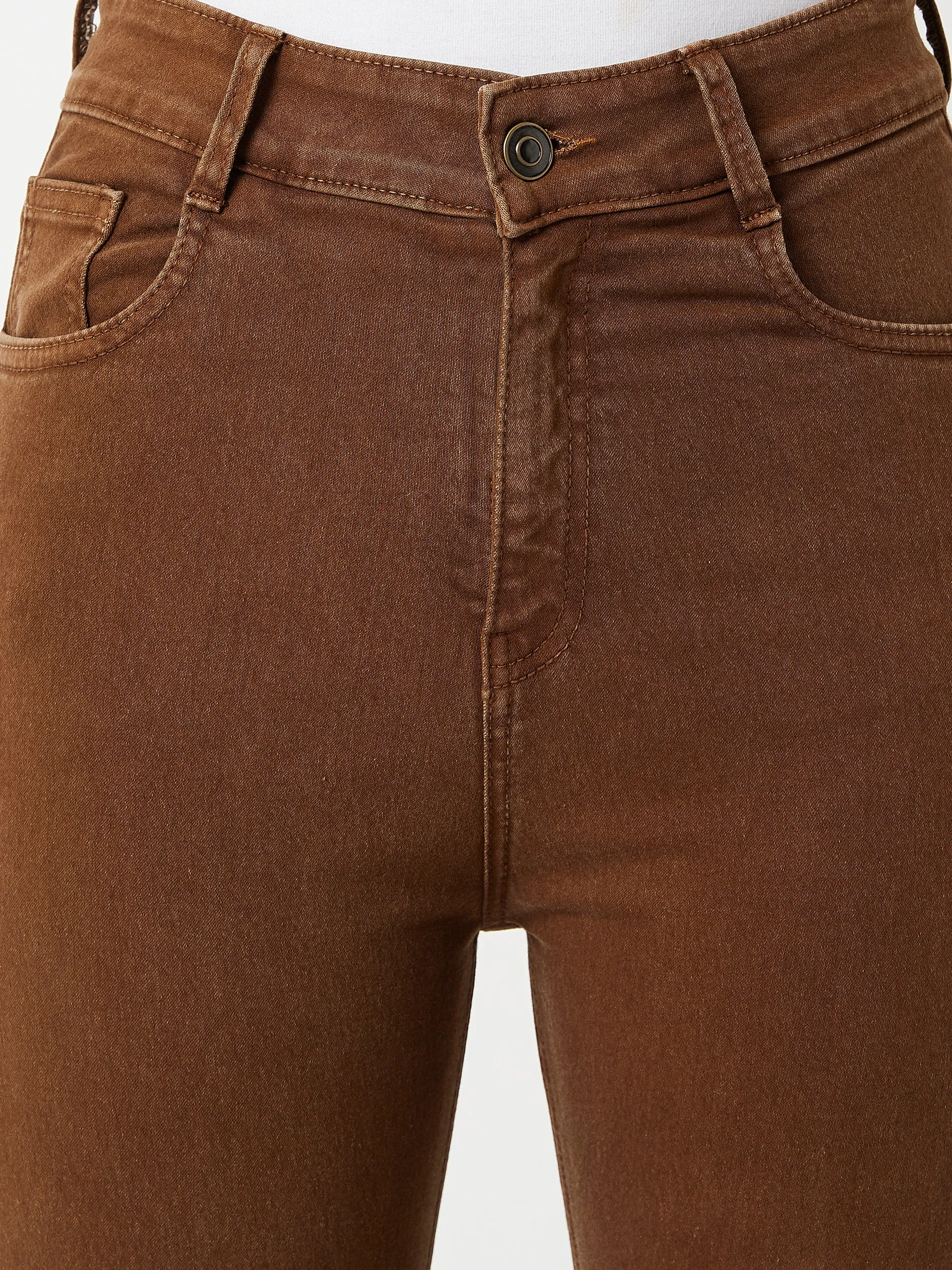 Women's Brown Skinny High Rise Stretchable Denim Jeans