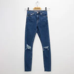 Women's High Rise Slim Ripped Denim Pant,Blue