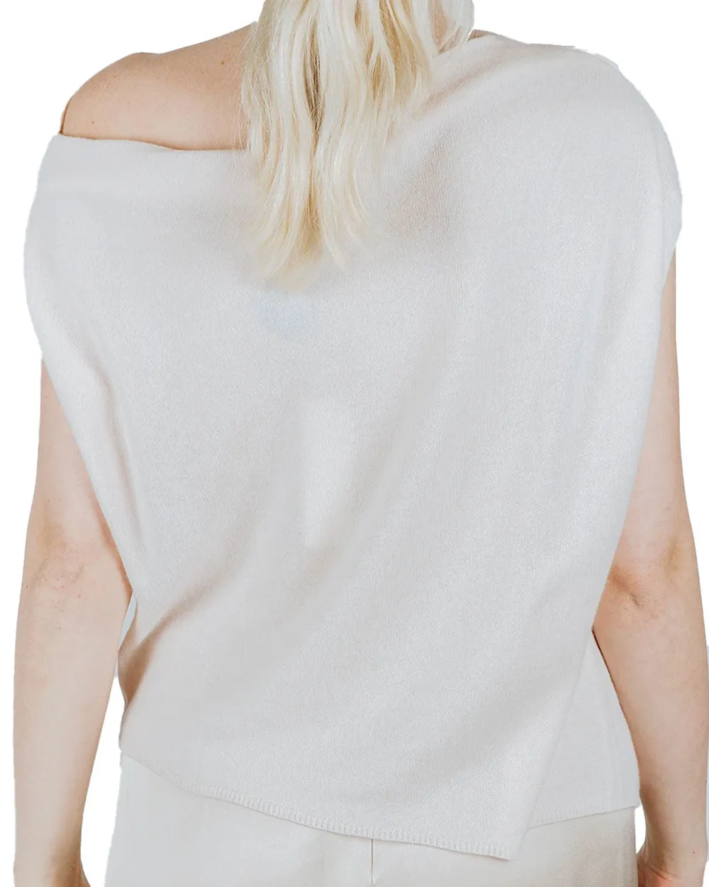 Wool Blend Drape Sweater in Bone