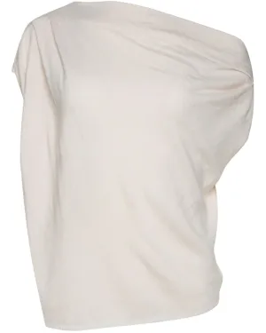 Wool Blend Drape Sweater in Bone