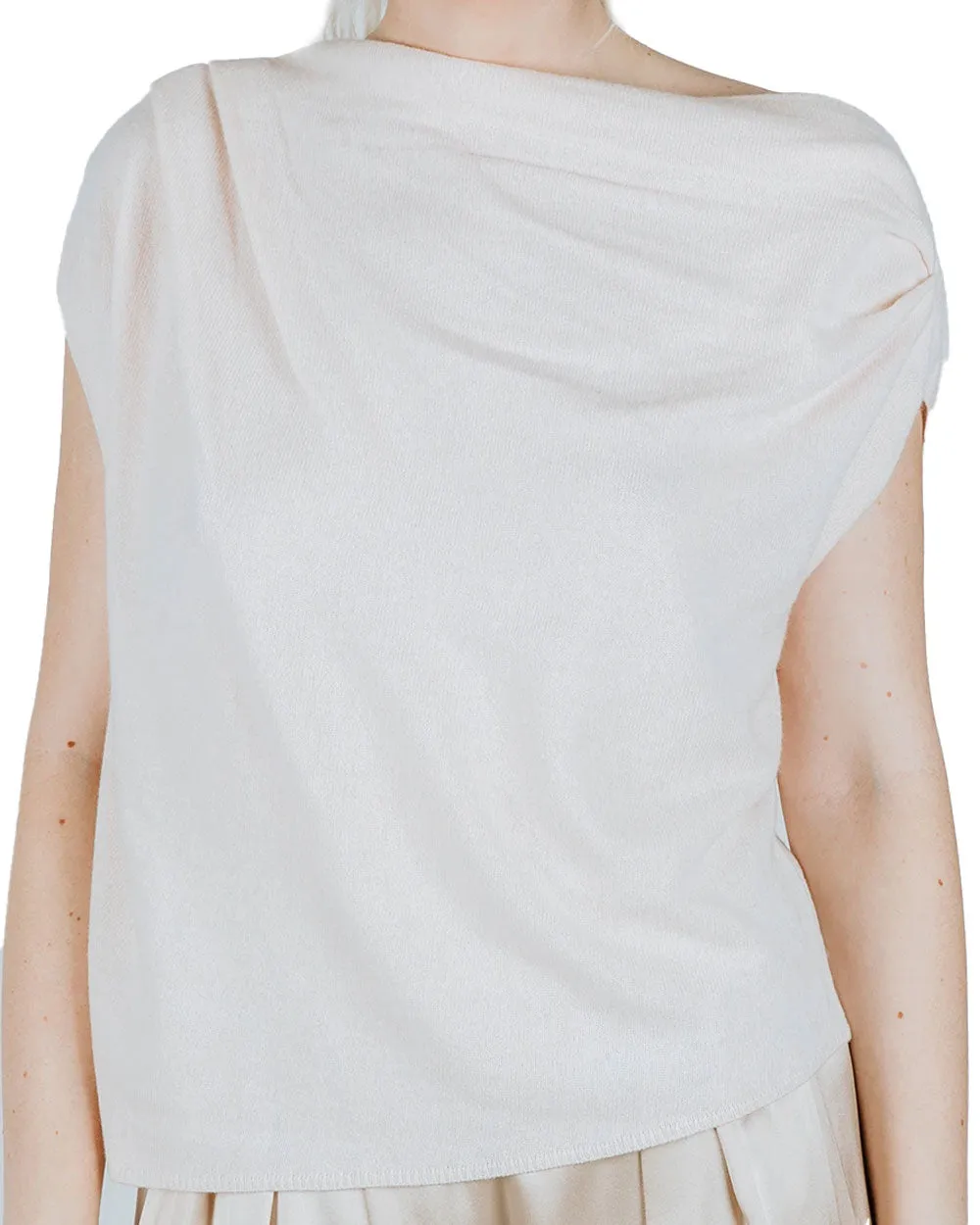 Wool Blend Drape Sweater in Bone