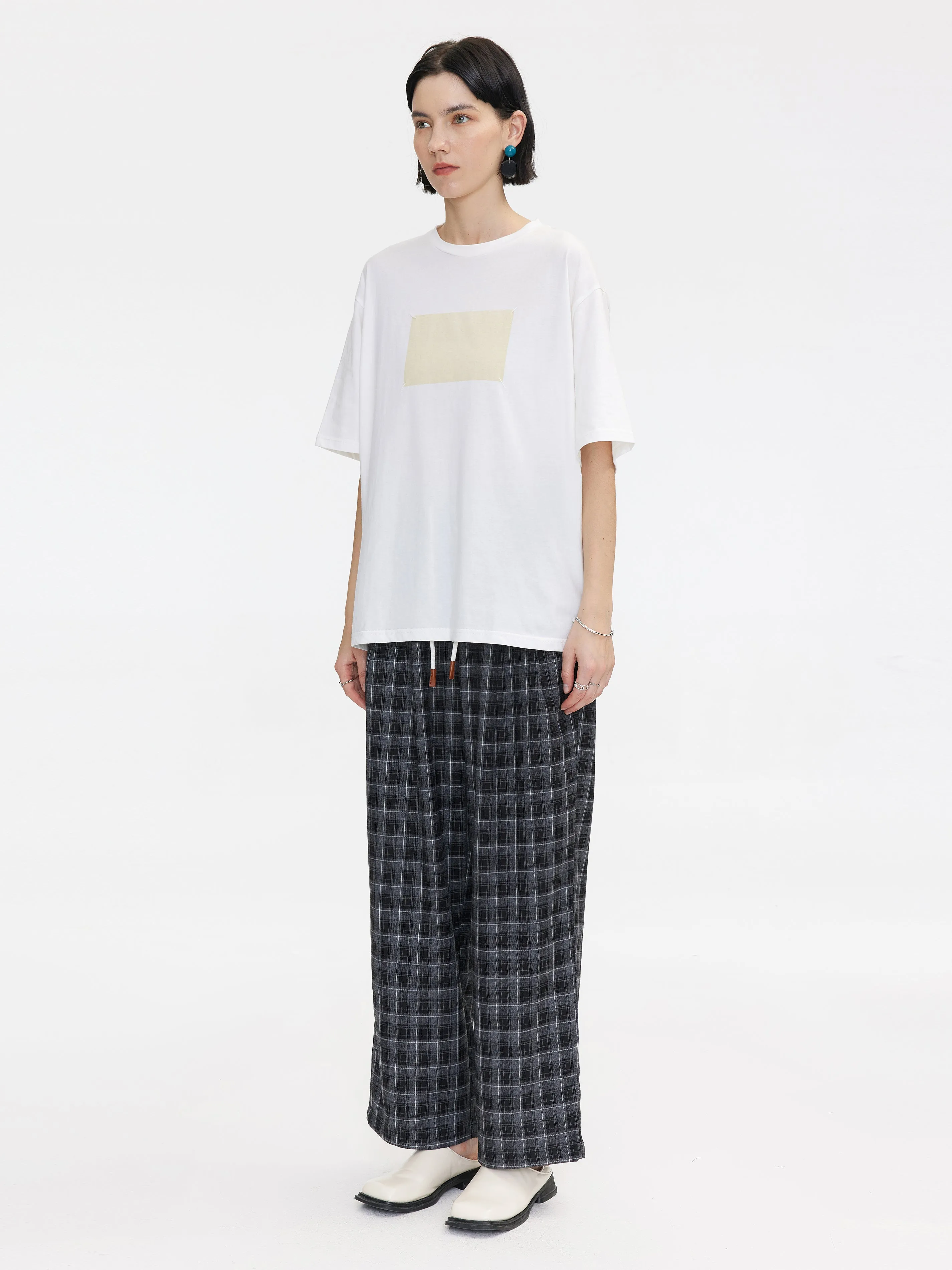 Yellow Rectangle Print Oversized T-Shirt