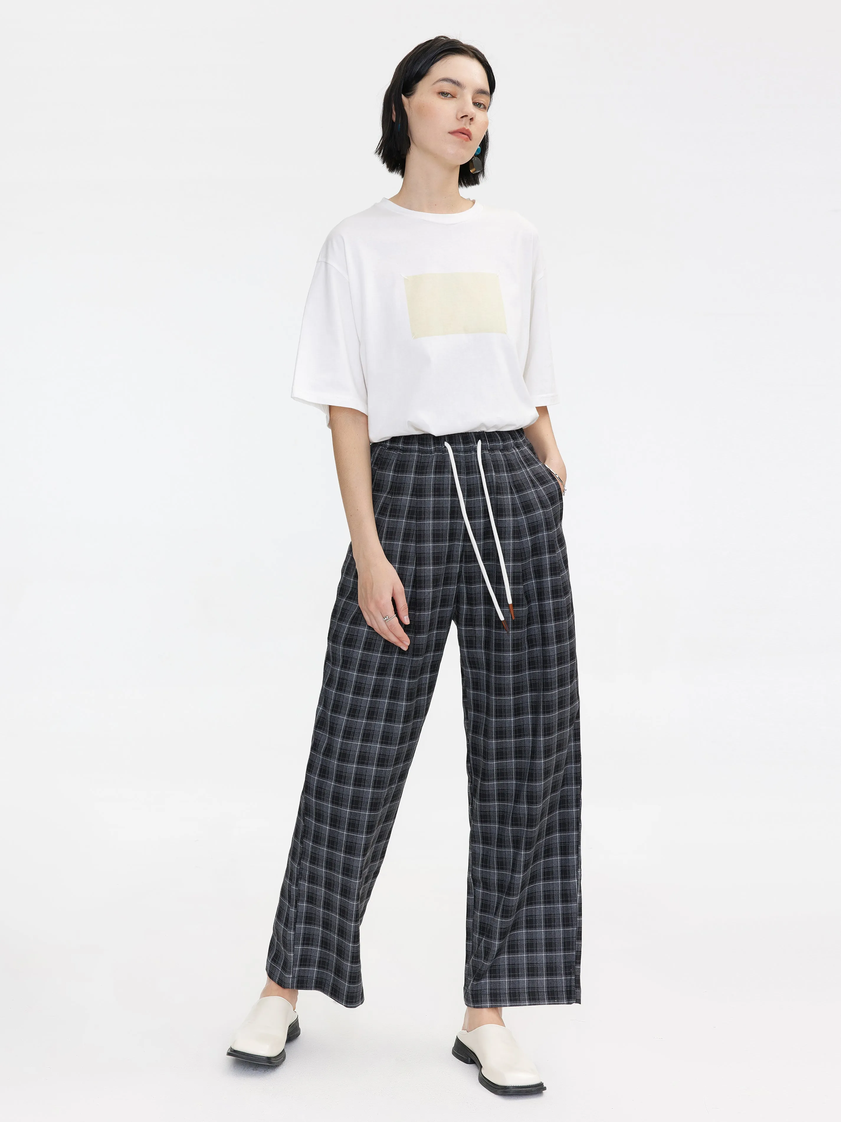 Yellow Rectangle Print Oversized T-Shirt