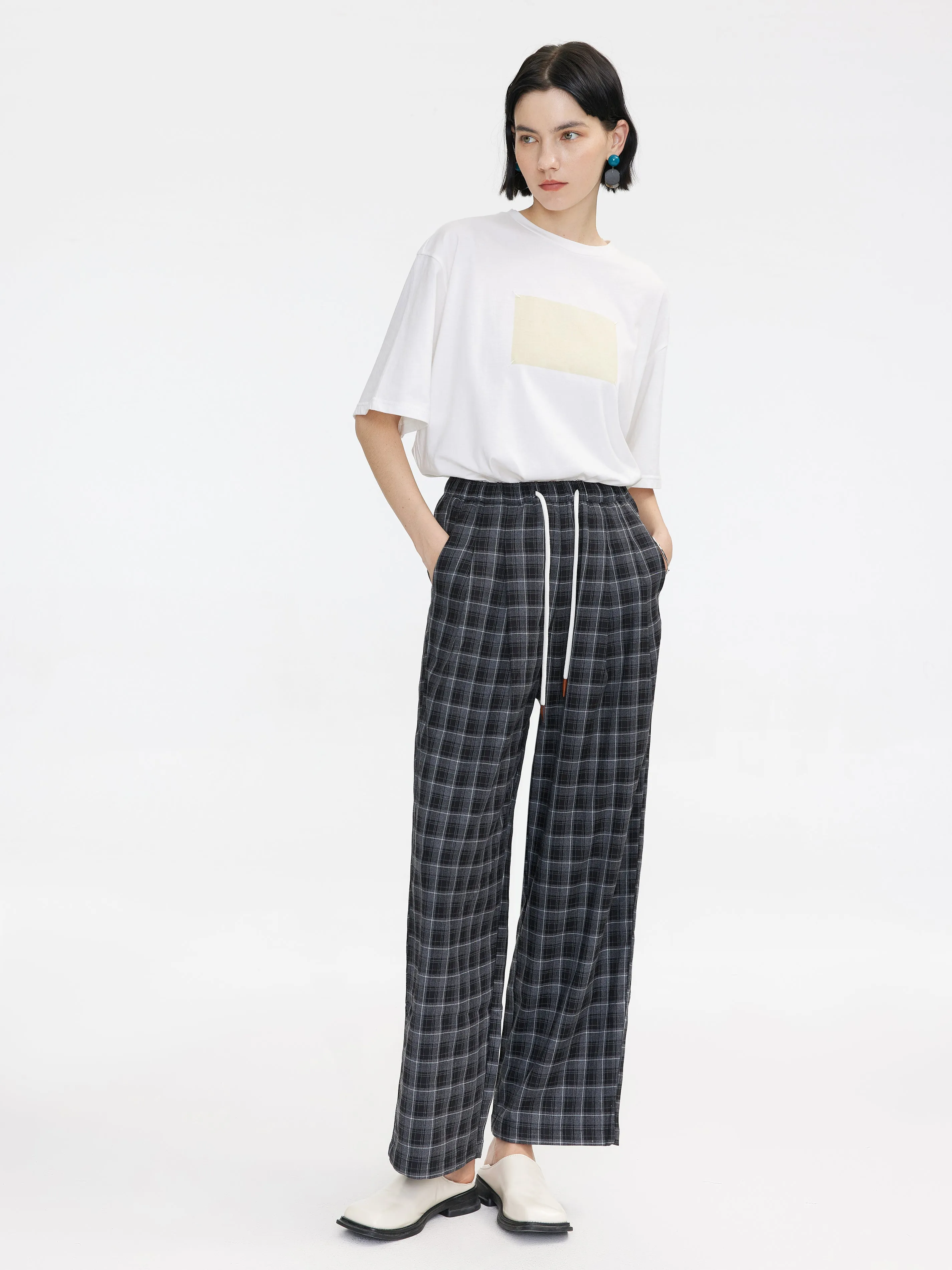 Yellow Rectangle Print Oversized T-Shirt