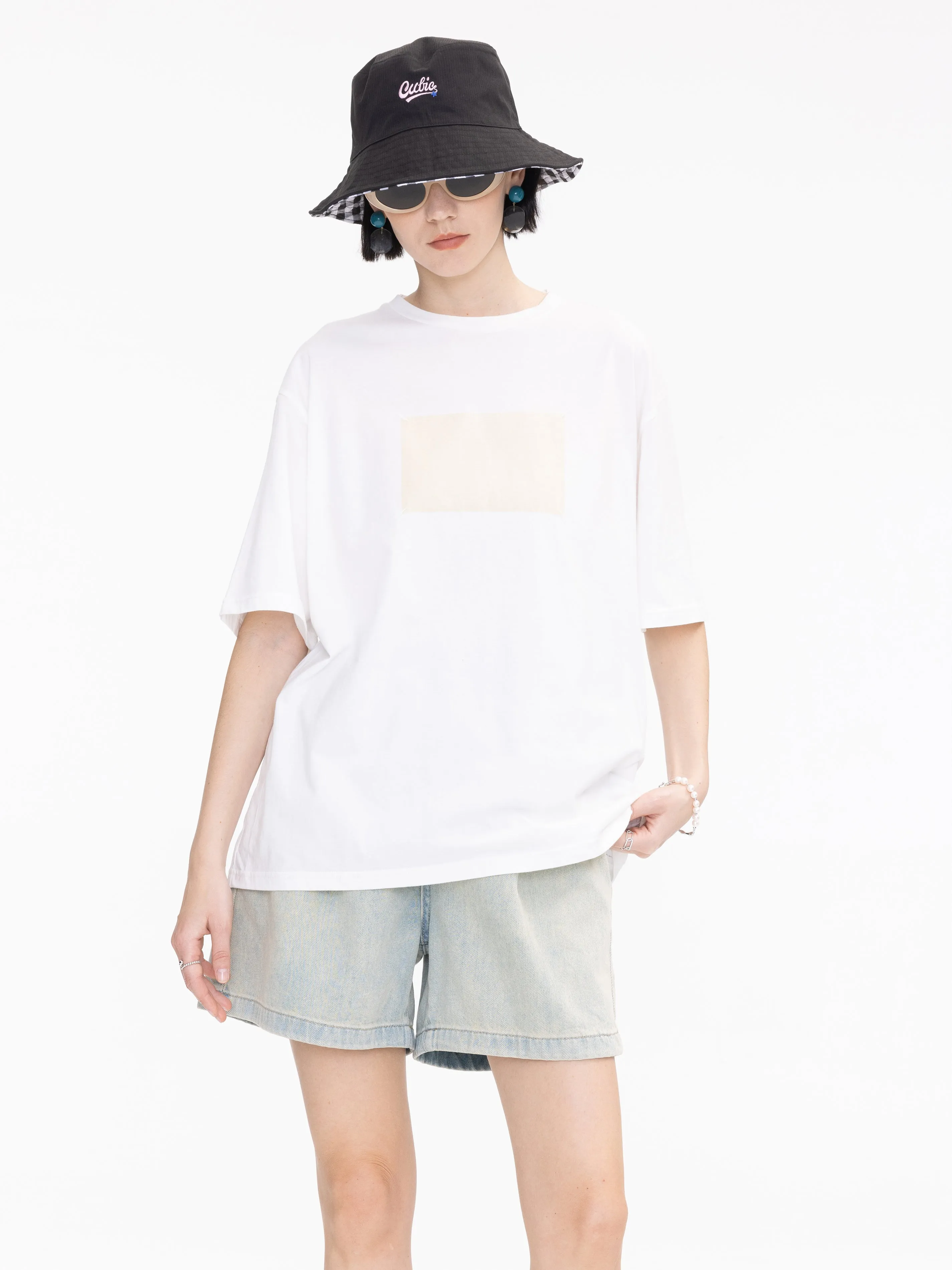 Yellow Rectangle Print Oversized T-Shirt